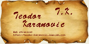 Teodor Karanović vizit kartica